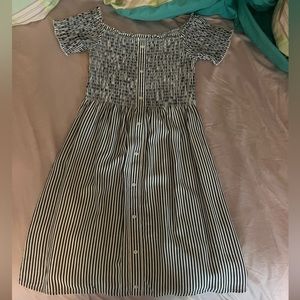 American Eagle navy blue and white striped dress